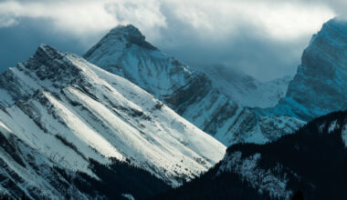 Snow on Kananaskis mountains.