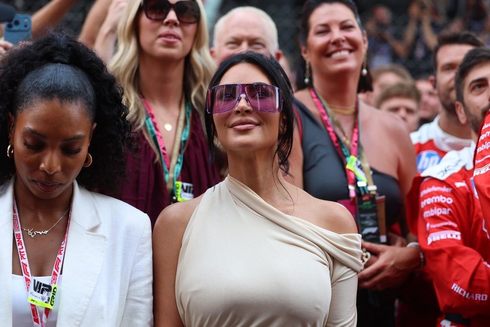 Kim Kardashian at the podium ceremony.