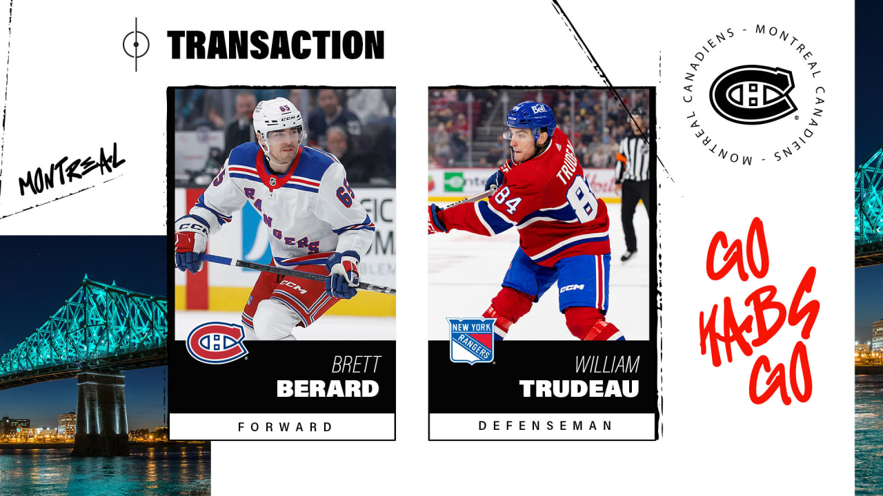 Canadiens acquire forward Brett Berard from the New York Rangers