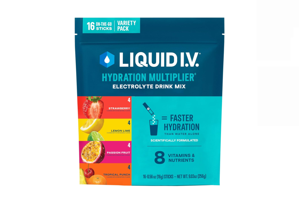 LIQUID IV Hydration Multiplier electrolyte drink mix, 16 sticks in a variety pack.