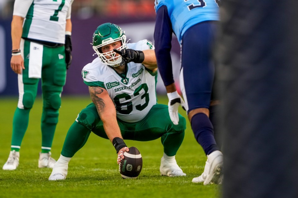 Saskatchewan Roughriders offensive lineman Logan Ferland settling in nicely in second year playing centre | 620 CKRM - The Voice of Saskatchewan