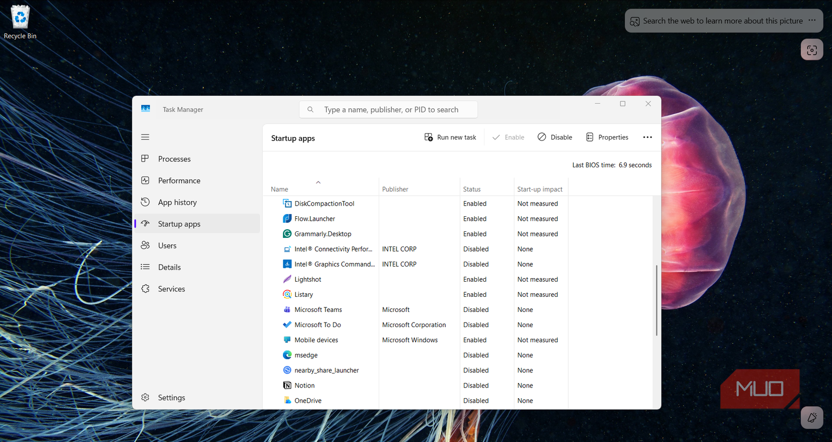 Managing startup apps in Task Manager