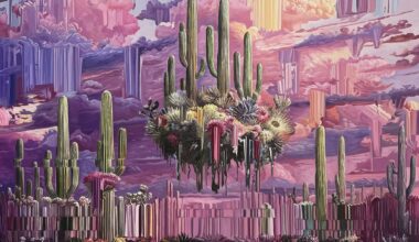 a lush, vibrant landscape with glitched patches by Alexis Mata