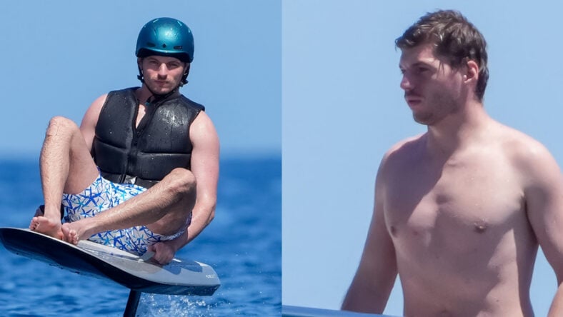 Max Verstappen rides hoverboard and goes shirtless in Saint-Tropez