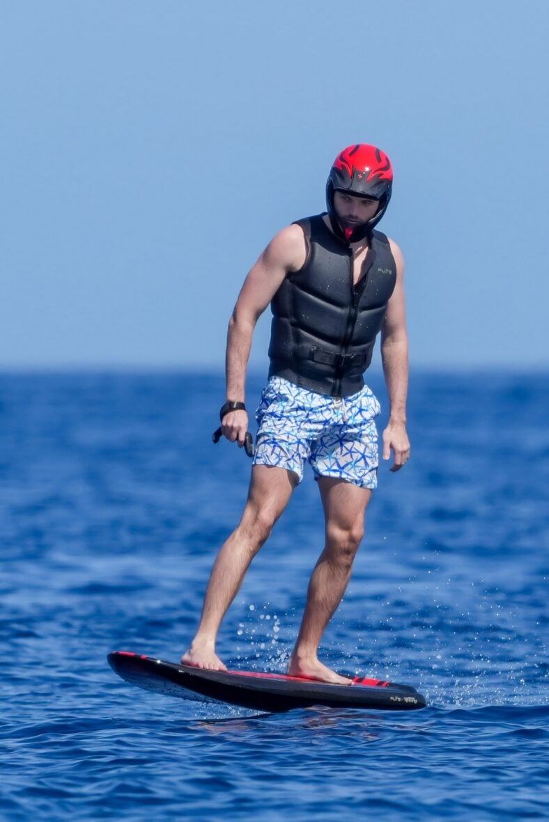 Max Verstappen rides a hoverboard in Saint-Tropez