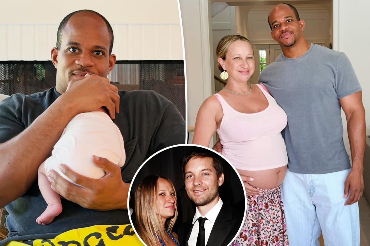 Tobey Maguire's ex-wife Jennifer Meyer welcomes third baby at 49, her first with fiancé Geoffrey Ogunlesi