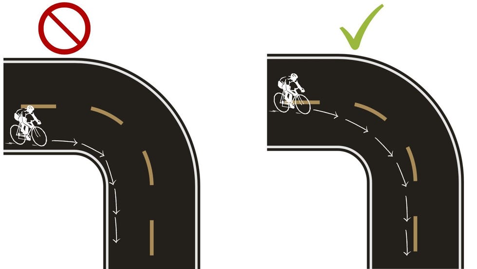 graphic illustration of a cyclist cornering graphic illustration of a cyclist cornering