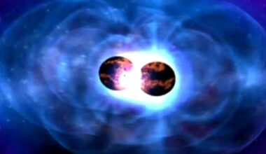 A neutron star merger ends in a massive outburst called a kilonova. Astronomers who study these events suggest that heavy elements such plutonium are created in these massive explosions. Now, atoms of a plutonium isotope found in a deep-sea rock are helping them understand when it occurred. Courtesy LIGO/Caltech