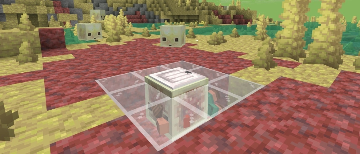 A Sulfur Spring with Sulfur Cubes, including one with Noor inside of it