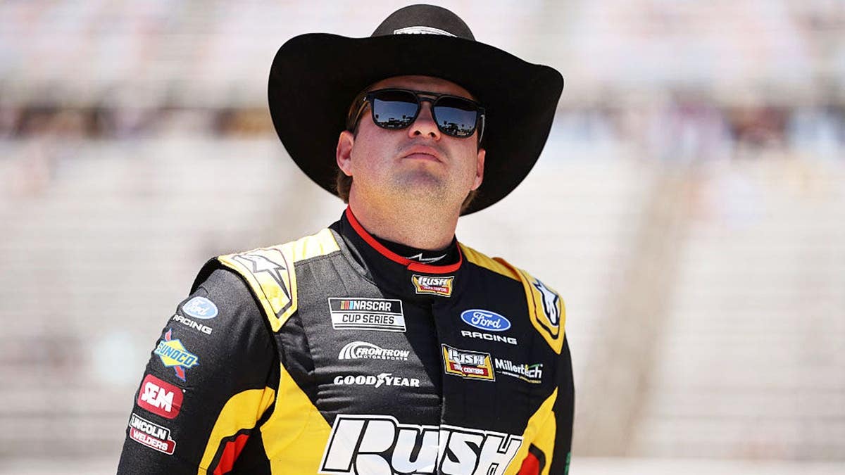 Noah Gragson looking on during NASCAR Cup Series qualifying at Texas Motor Speedway