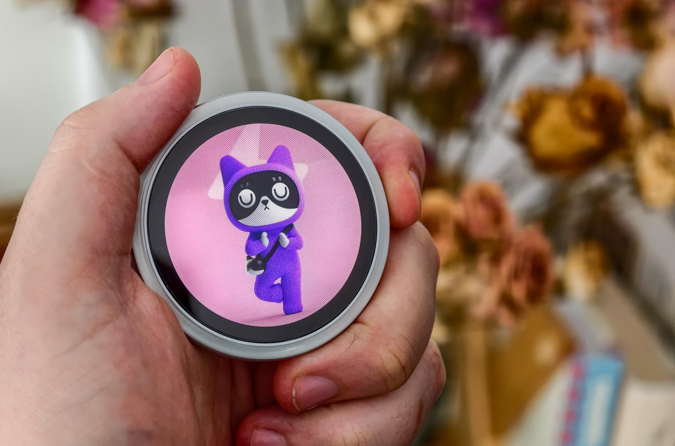 Photo of Oppo Bubble with a virtual cat on the screen