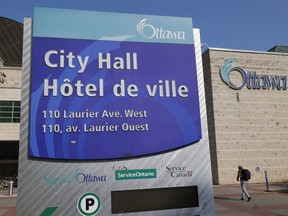 The Ottawa City Hall sign in a file photo. Council voted to reinstate a directory of staff.