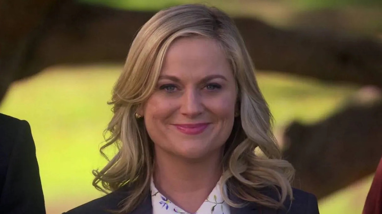 Leslie Knope smiling, close up