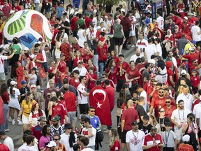 Crowd of soccer fans