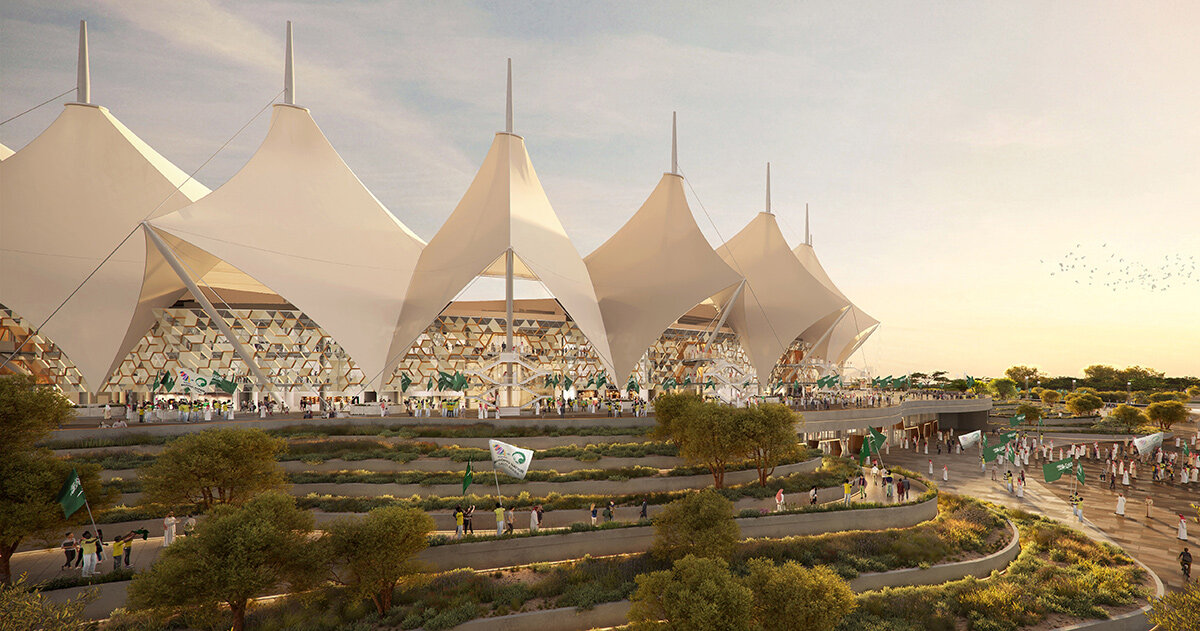 populous updates 1980s-era stadium in riyadh with new cable net roof