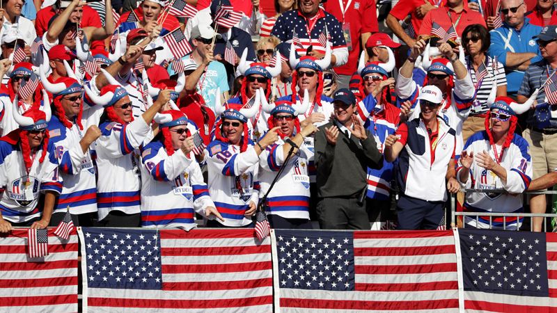 Ryder Cup 2016 - USA fans celebrate with Bubba Watson