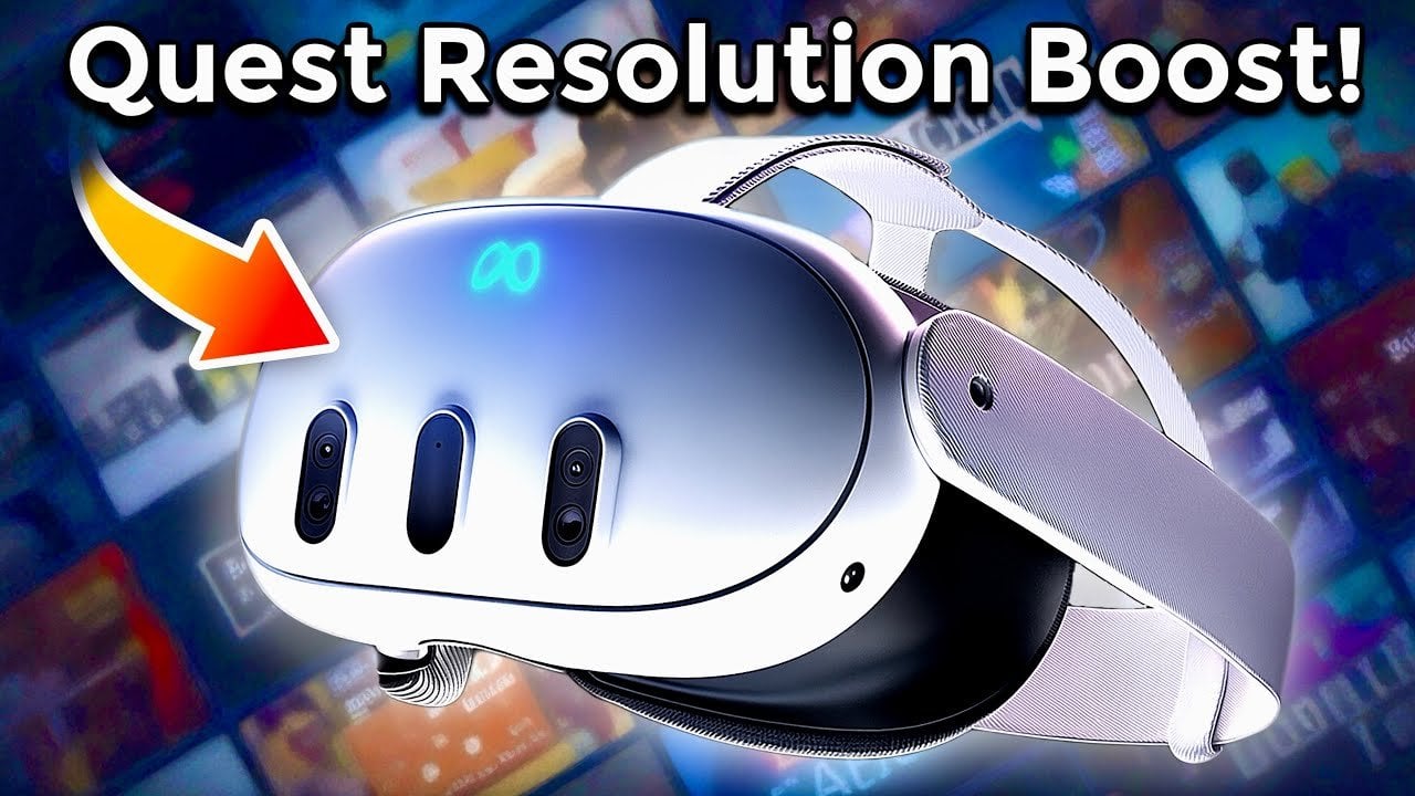Side-by-side comparison of standard and super resolution VR graphics.
