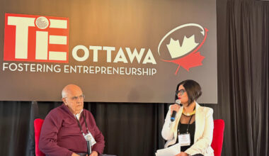 Kanwal Rekhi (left) at a TiE Ottawa event. Photo supplied.
