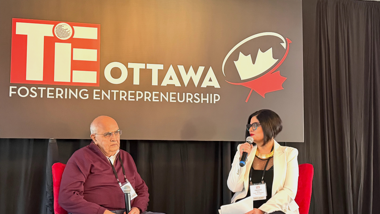 Kanwal Rekhi (left) at a TiE Ottawa event. Photo supplied.