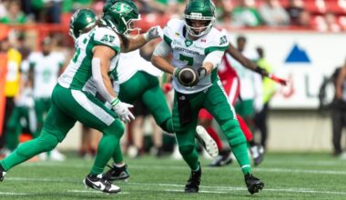 Tommy Stevens scores winning touchdown in double overtime as Roughriders survive Calgary Stampeders comeback