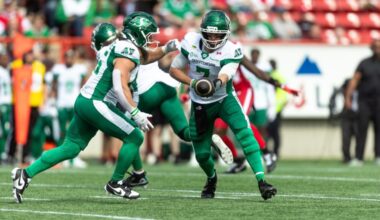 Tommy Stevens scores winning touchdown in double overtime as Roughriders survive Calgary Stampeders comeback | 620 CKRM - The Voice of Saskatchewan