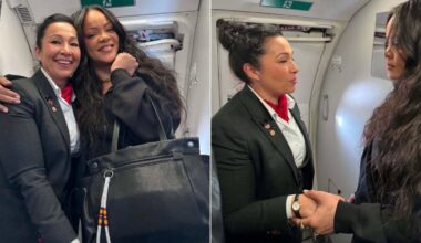 An Air Canada flight attendant gave Rihanna a special gift on her flight to Montreal