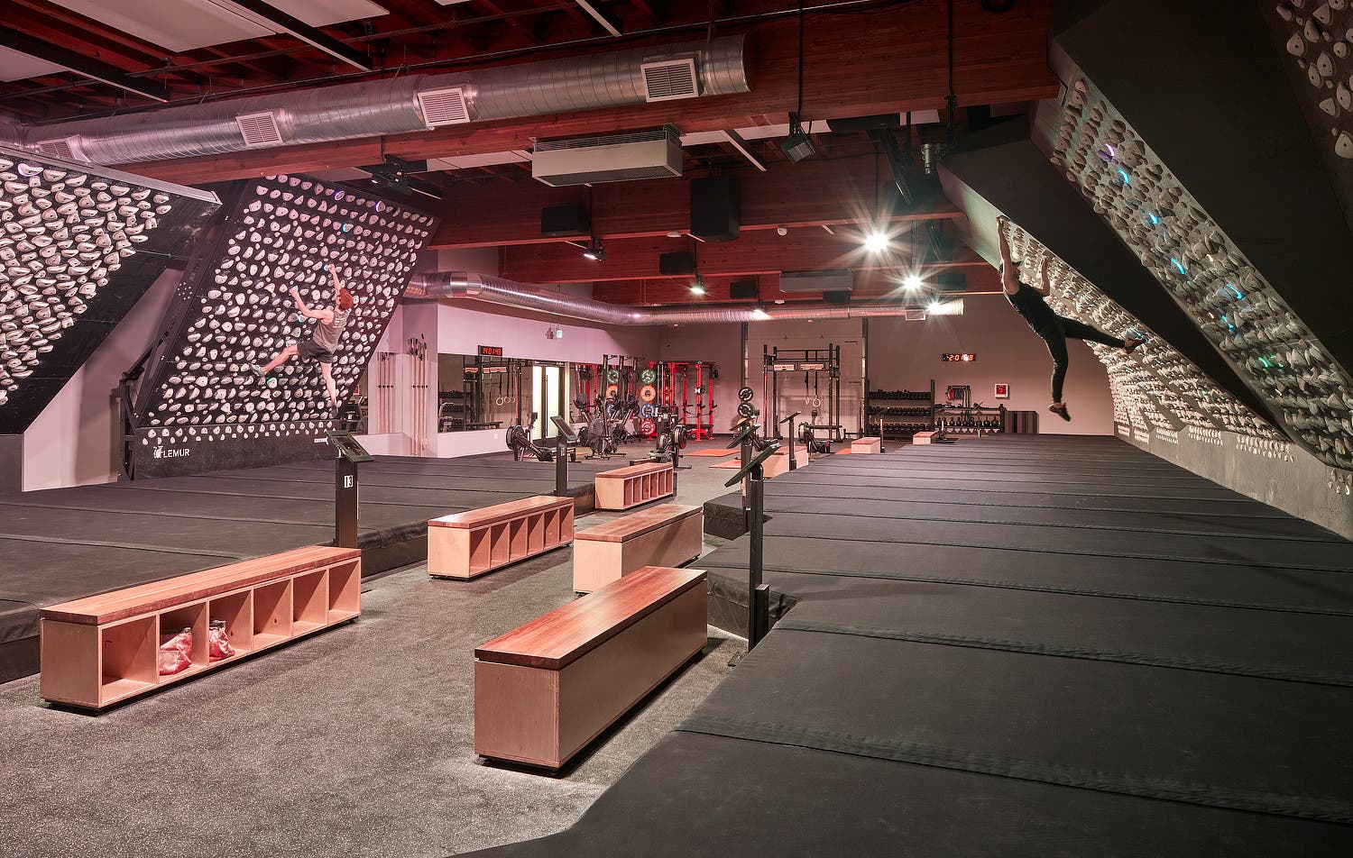 ROQ climbing gym with kilterboards.