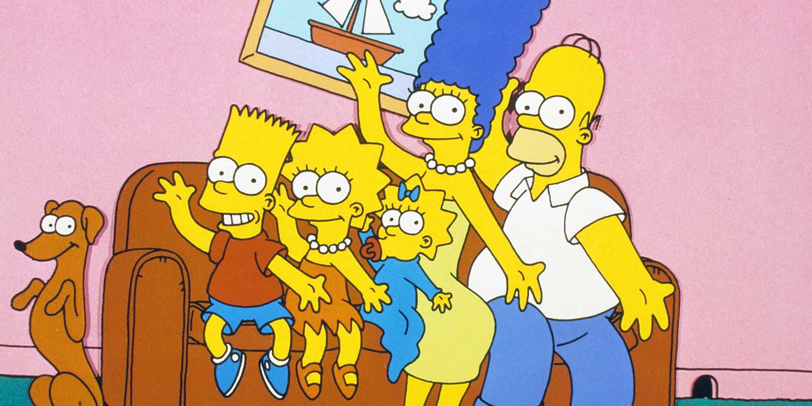 Santa's Little Helper, Bart Simpson, Lisa Simpson, Maggie Simpson, Marge Simpson, Homer Simpson in The Simpsons