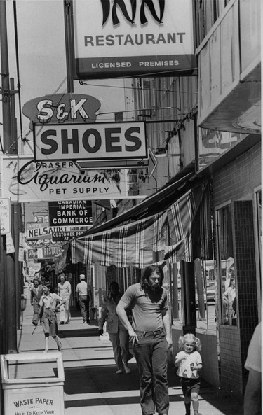 1978: 6000 block of Fraser St. includes a sign for the 89th Inn restaurant.