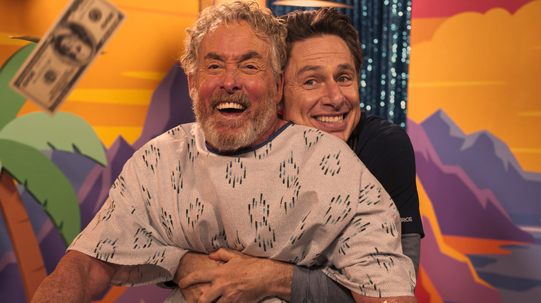 J.D. hugging Dr. Cox from behind in a fantasy sequence