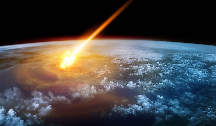 A Meteor glowing as it enters the Earth's atmosphere.