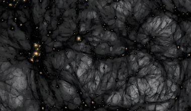 A simulation of the formation of dark matter structures from the early universe until today.
