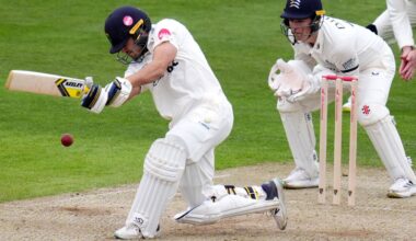 Glamorgan's Kiran Carlson hits out during day one of the Vitality County Championship match at Lord's, London. Picture date: Friday April 5,