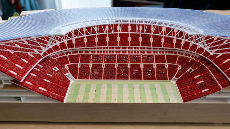 A model of Manchester United's proposed 100,000-seater stadium