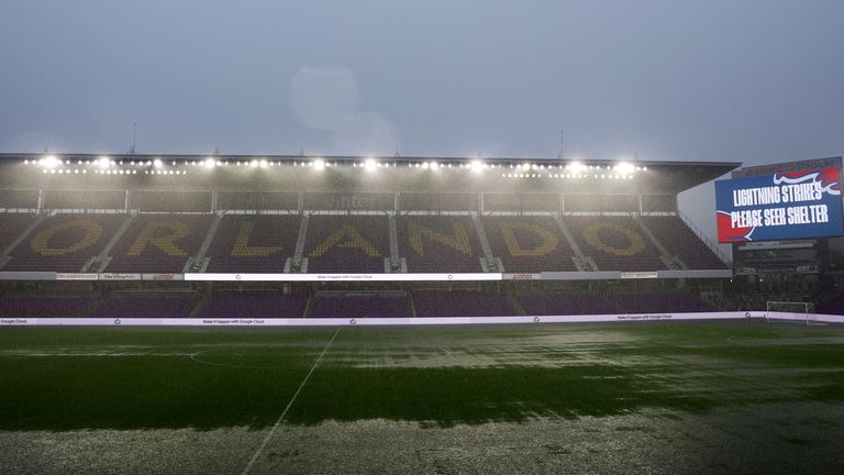 A thunder and lightning storm hit Orlando ahead of England's friendly with Costa Rica