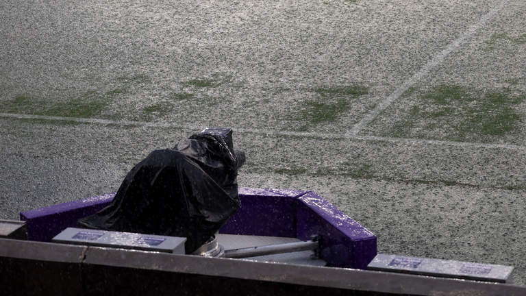 The Orlando pitch was soaked by a thunder and lighting storm ahead of England vs Costa Rica
