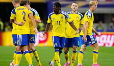 Sweden's Anthony Elanga celebrates scoring his stunning equaliser