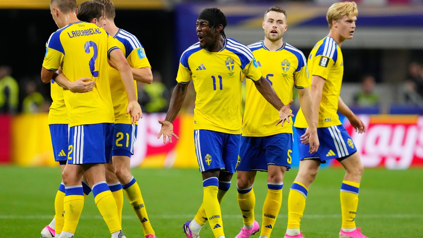 Sweden's Anthony Elanga celebrates scoring his stunning equaliser