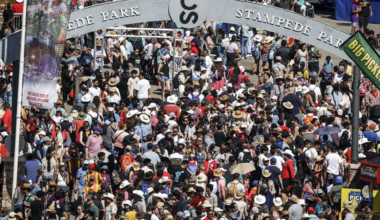 Visitors flock to the Calgary Stampede on Family Day in Calgary, Alta., Sunday, July 7, 2024.