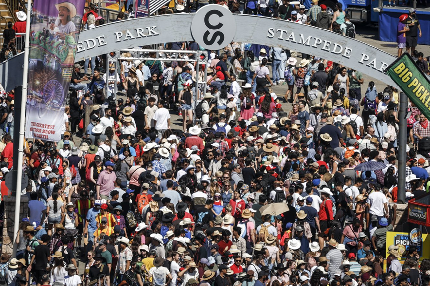 Visitors flock to the Calgary Stampede on Family Day in Calgary, Alta., Sunday, July 7, 2024.