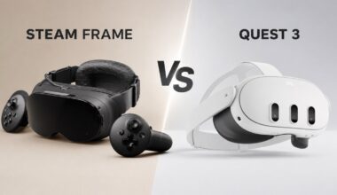 User wearing the lightweight Steam Frame for PC VR gaming
