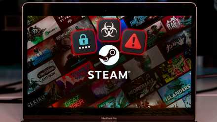 steam logo with games in background.