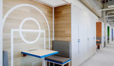 sports-themed meeting pods organize decathlon zagreb office