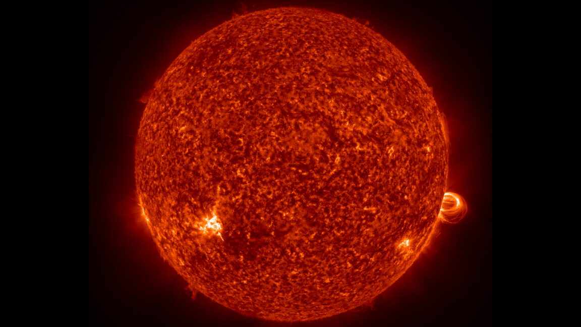Image of the Sun with solar flares.