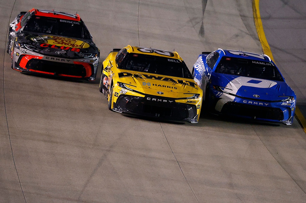 Denny Hamlin wins frantic Nashville NASCAR Cup finish as JGR sweeps top three