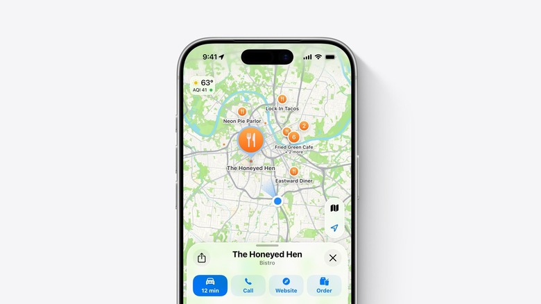 Mockup of an iPhone with Apple Maps on