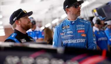 No smiles from Denny Hamlin despite snatching the points lead from Tyler Reddick