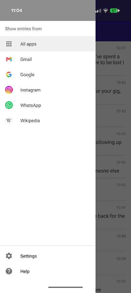 list of apps in type machine app
