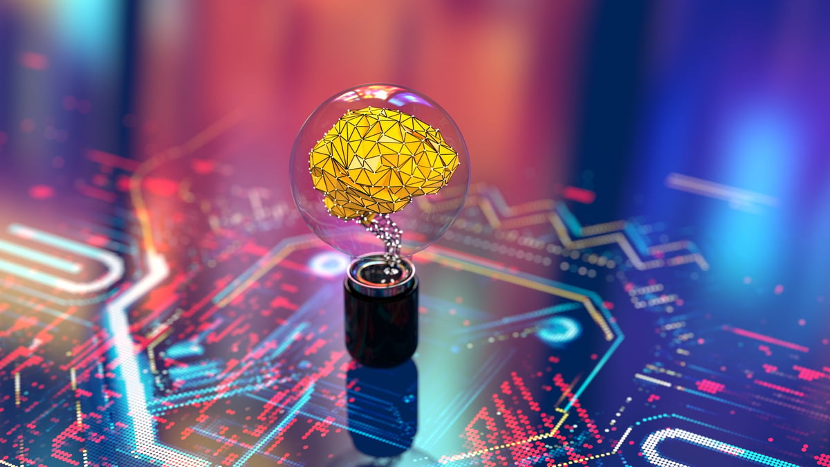 A digital illustration of an AI chip.