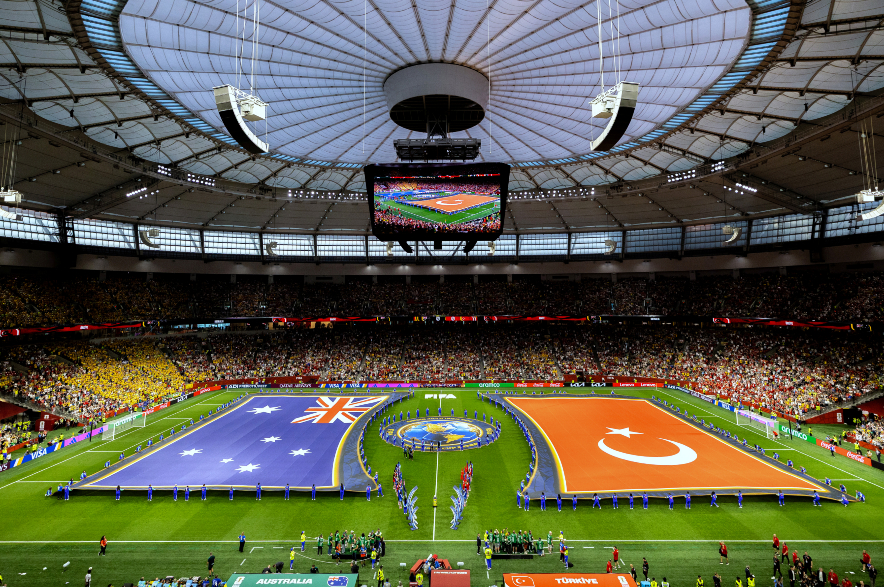 Flags on the field at BC Place.